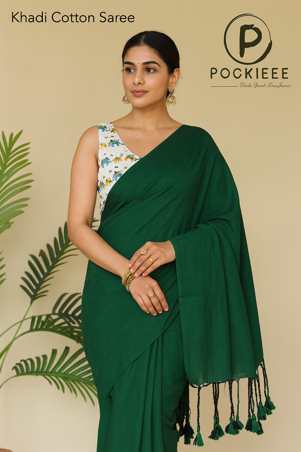 Khadi Cotton Saree with Blouse Piece